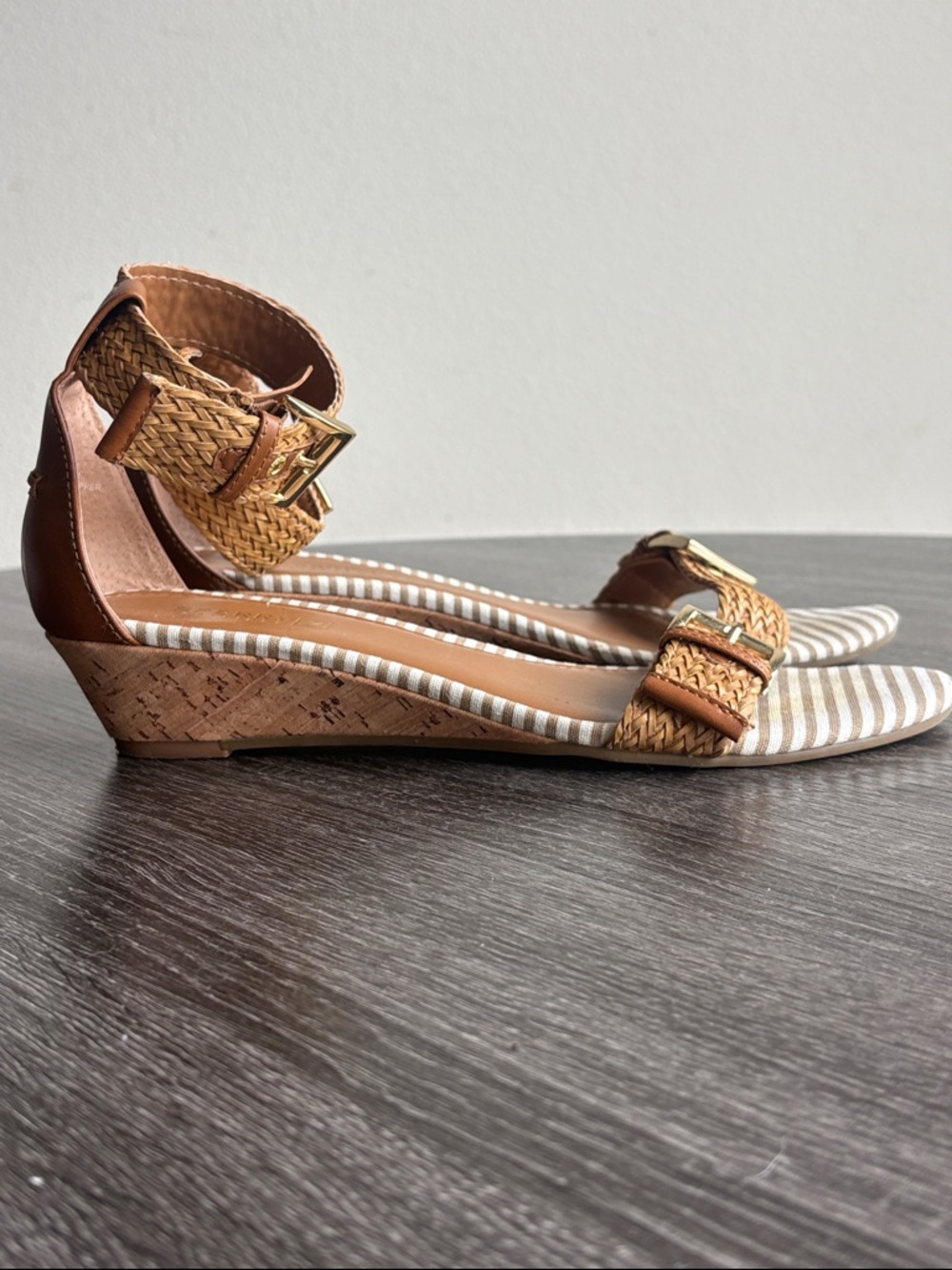 Sperry Tan Braided Ankle-Strap Sandals with Striped Toe - Picture 14 of 14